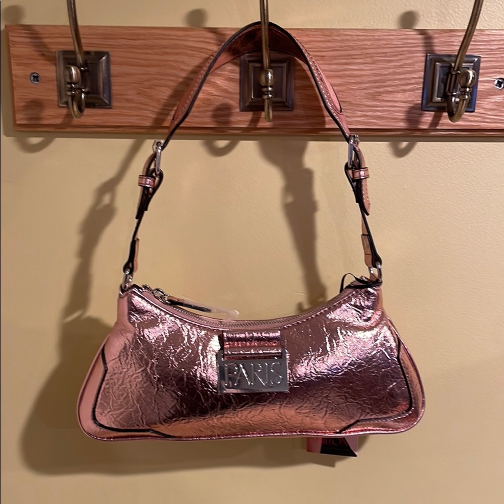 Metallic Rose Gold Paris Shoulder Bag NWT